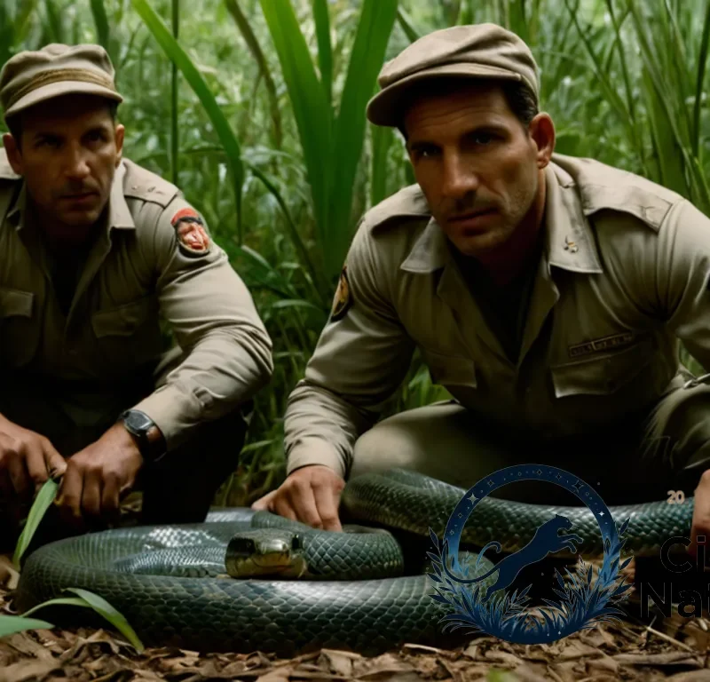 "The image should show two seasoned snake hunters
