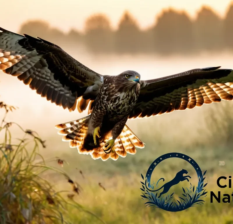 "The image should show: A majestic European Honey Buzzard (Pernis apivorus) in mid-flight