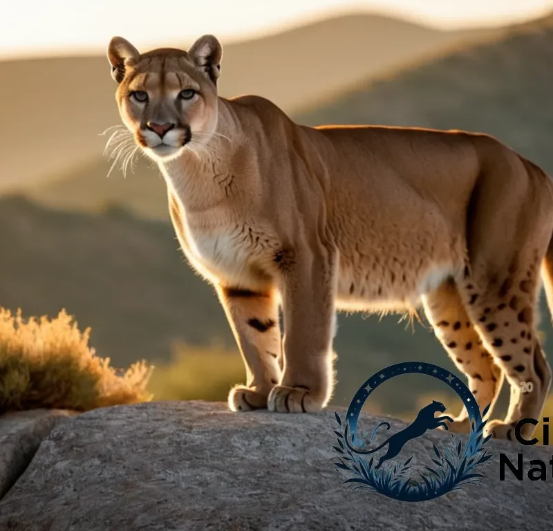 "The image should show a majestic puma standing confidently on a rocky outcropping