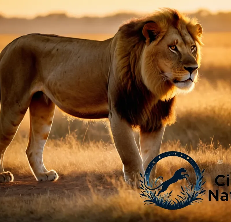 "The image should show a majestic Panthera leo in open savannah