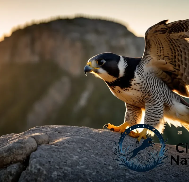 "The image should show a majestic Peregrine Falcon in mid-air