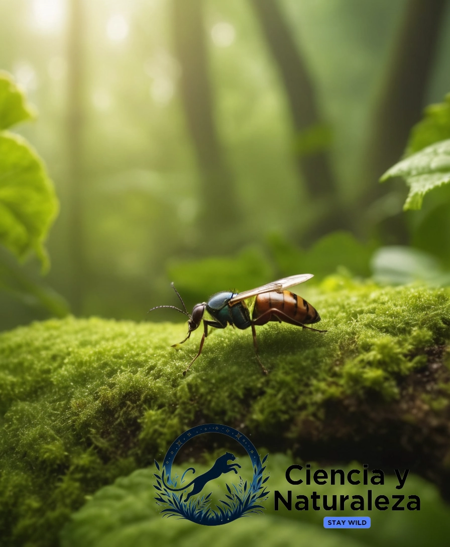 Insects performing mystical rituals amidst lush greenery.