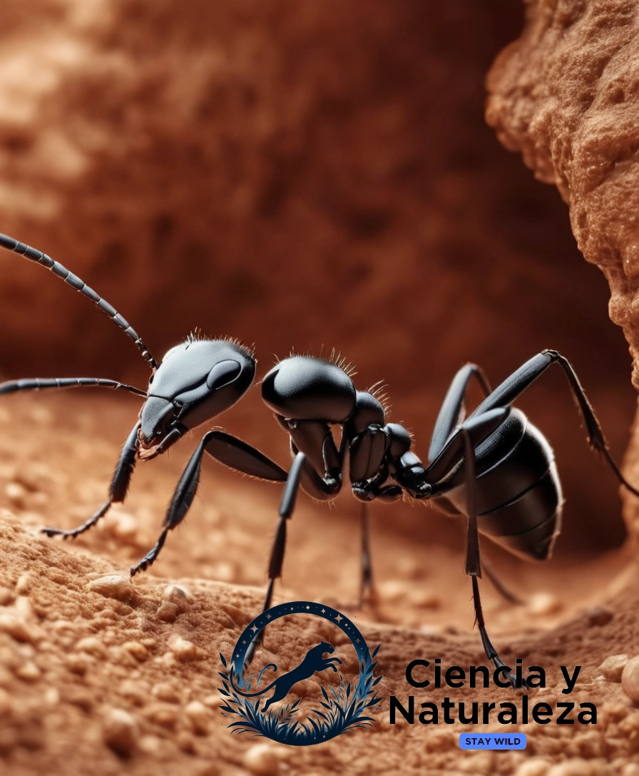 3D illustration of an ant's internal structure.
