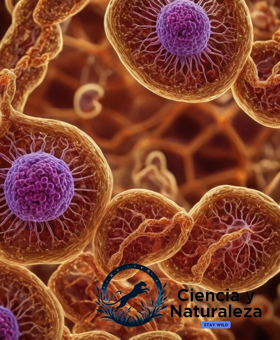 Microscopic organisms entwined around cells.
