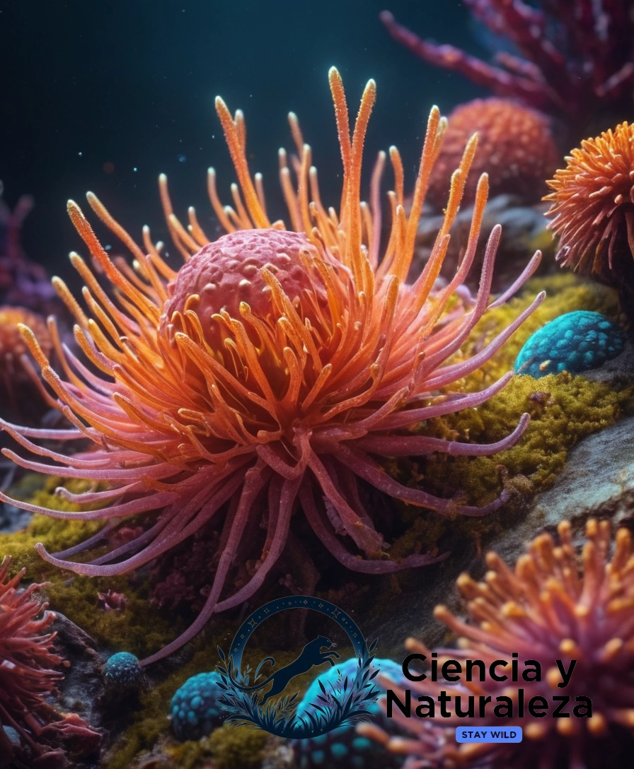 3D illustration of symbiotic organisms, vibrant colors.