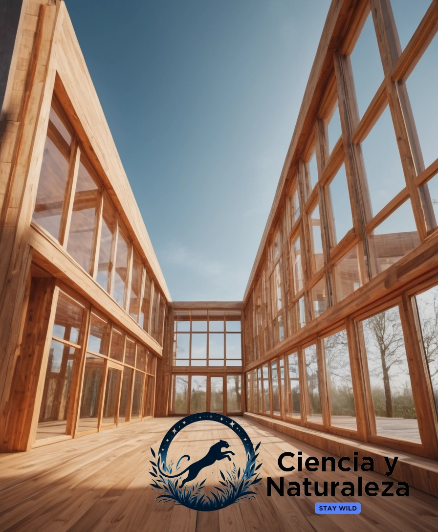 3D model of transparent wood building or innovative architecture concept.