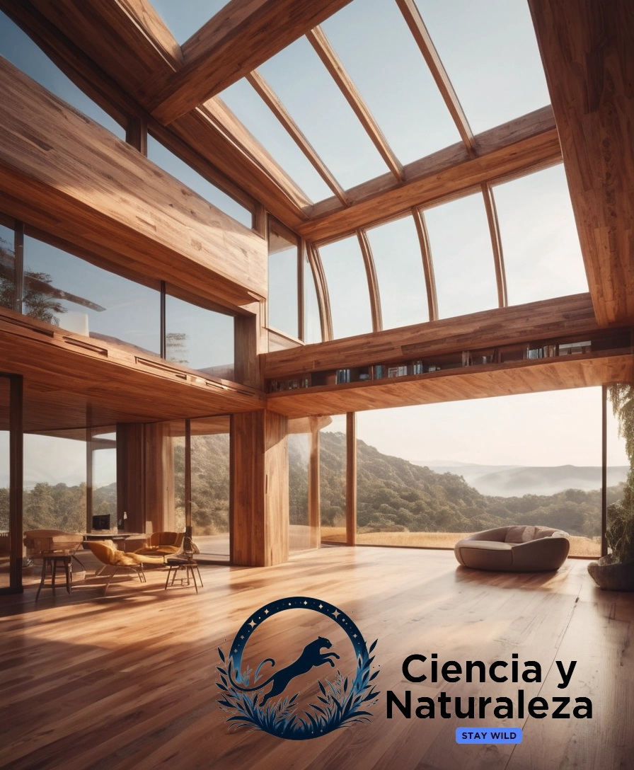 futuristic architecture design with transparent wood concept.