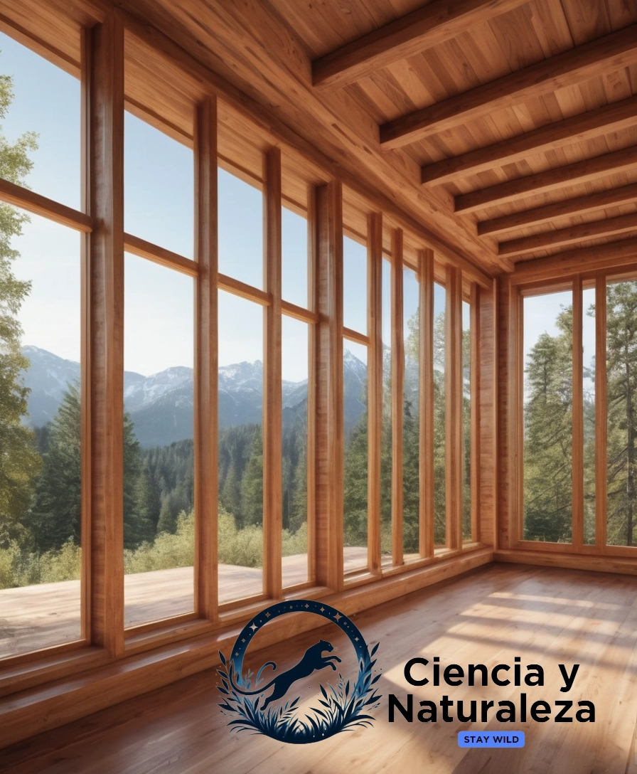 3D rendering of transparent wood architecture concept.