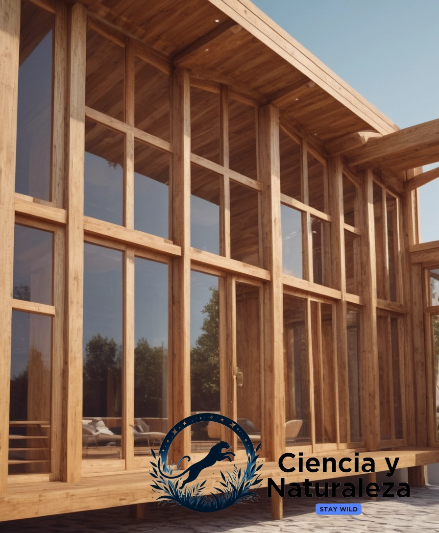 3D model of transparent wood architecture design.