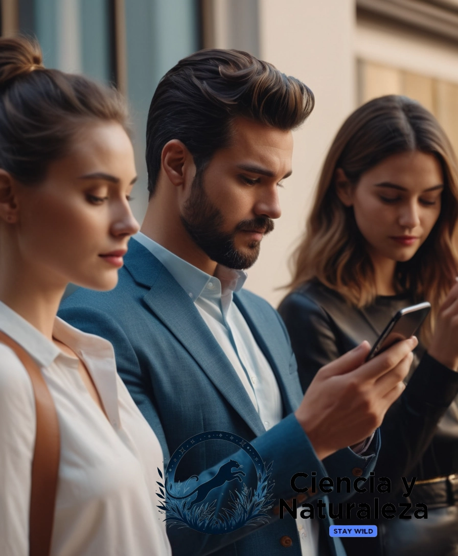 3 people interacting with their phones.