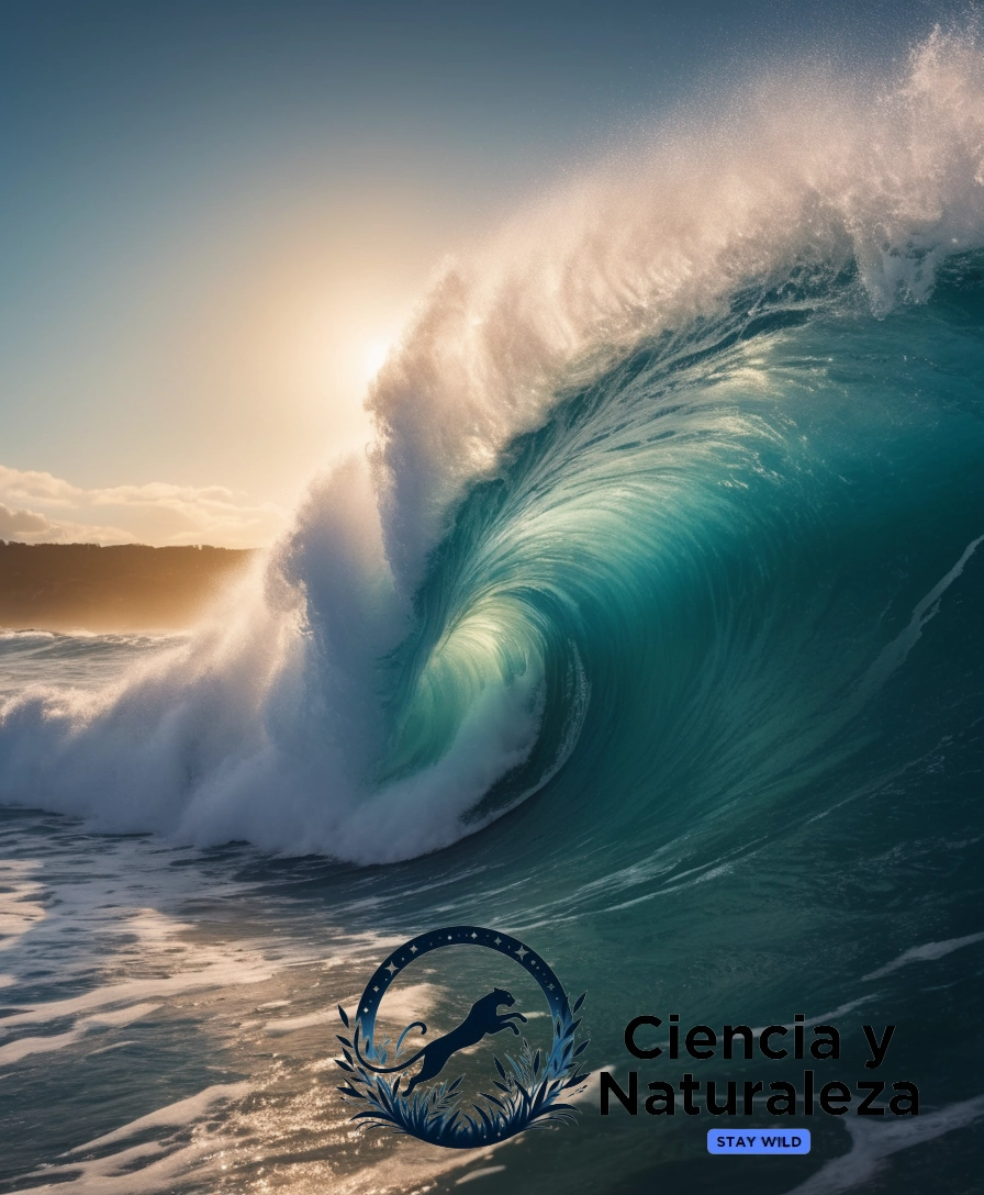 A dramatic ocean wave crashing ashore.