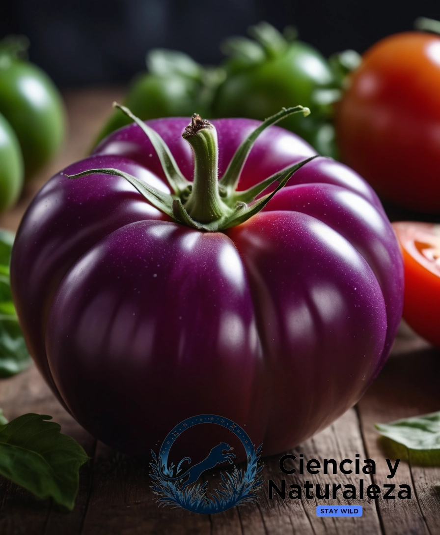 A vibrant purple tomato, symbolizing health and longevity.