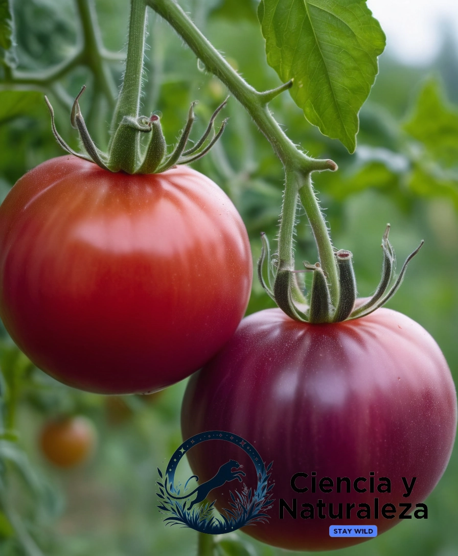 2 ripe purple tomatoes on a natural background.