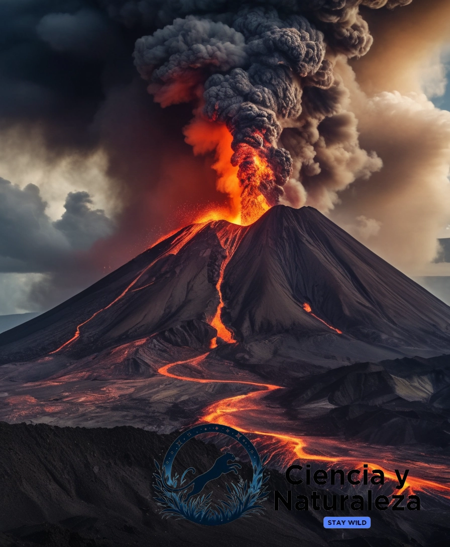 a dramatic volcanic eruption scene.