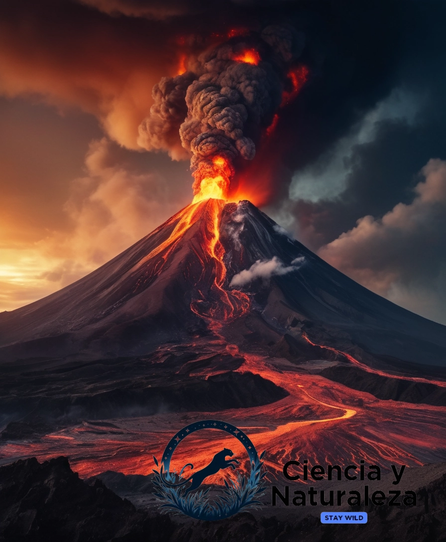A dramatic volcano eruption scene.