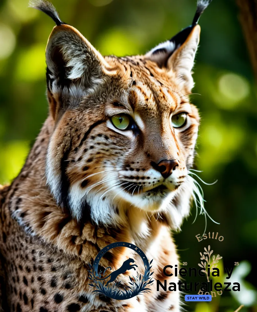 The image should show a majestic Lynx Ibérico in mid-stroke, its tawny coat with distinctive black tufts on the ears blending seamlessly into the dappled shade of a rugged Iberian oak forest, while its piercing green eyes seem to gleam in the warm golden light of late afternoon.